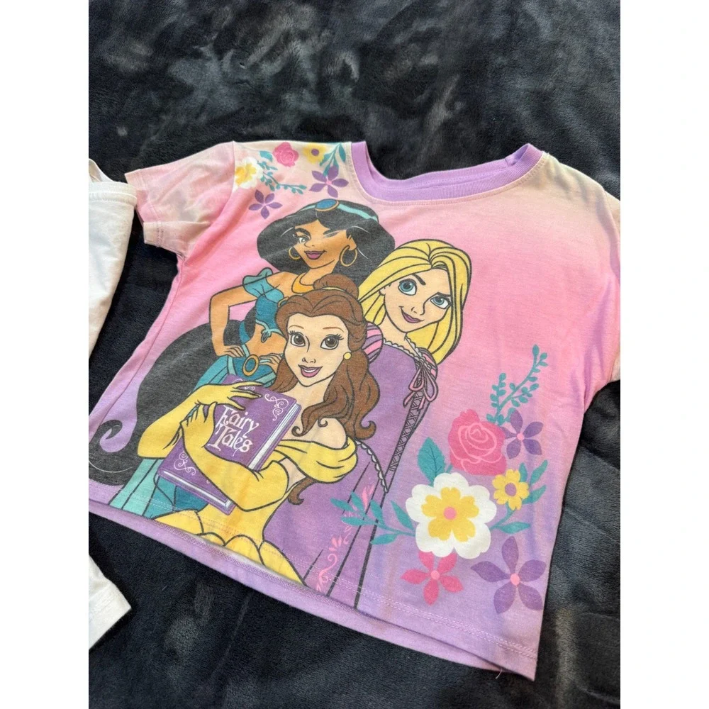 Girls Strawberry Shortcake Disney Princess T Shirt Lot XS 4-5 Size 6 Pink Tee